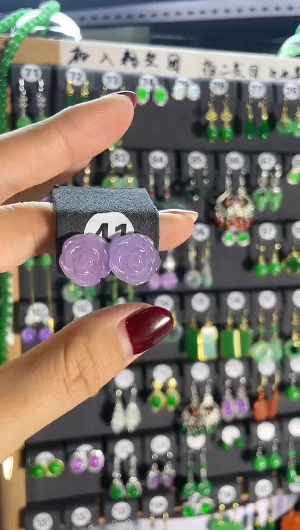 【闪购商品】翡翠耳饰银S925镶嵌41..