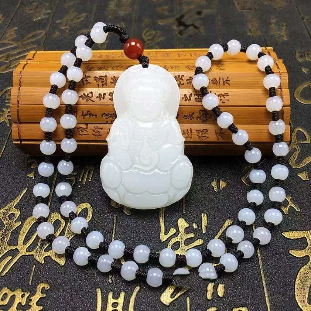 【香港ZHOUFU】典藏天然玉石满油观音吊坠