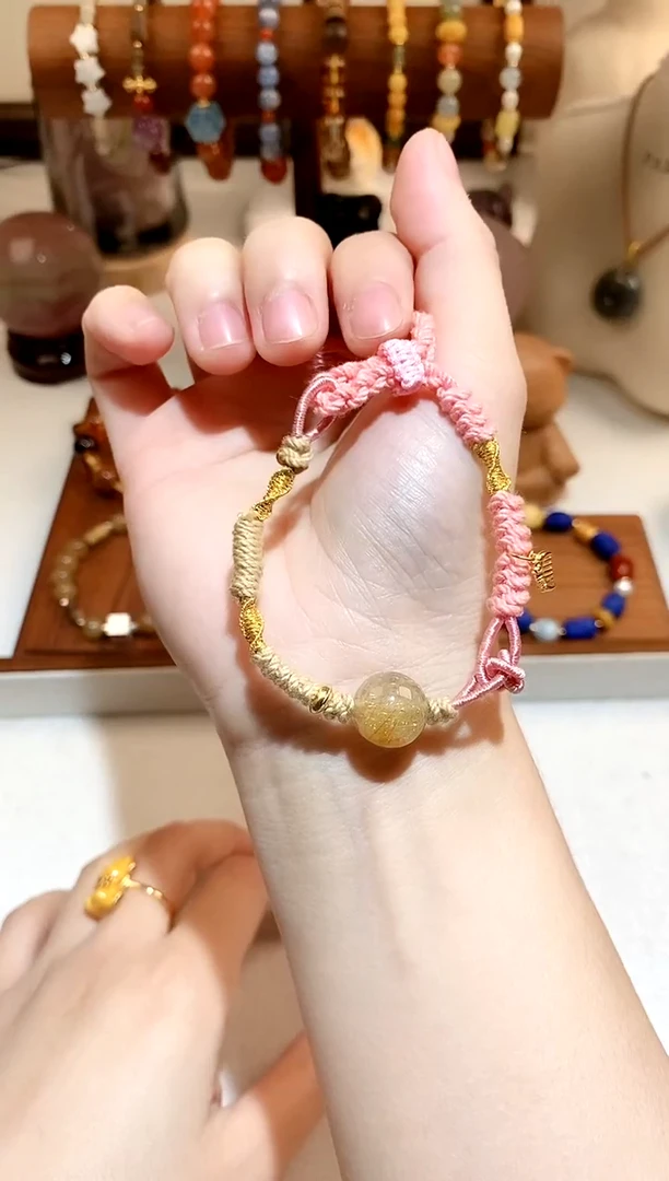 银S925镶嵌手绳水晶金发手绳 多样性发一