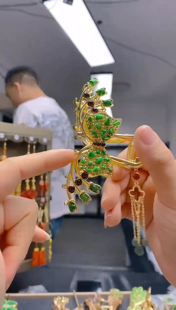【闪购商品】翡翠耳饰合金066翡翠发簪