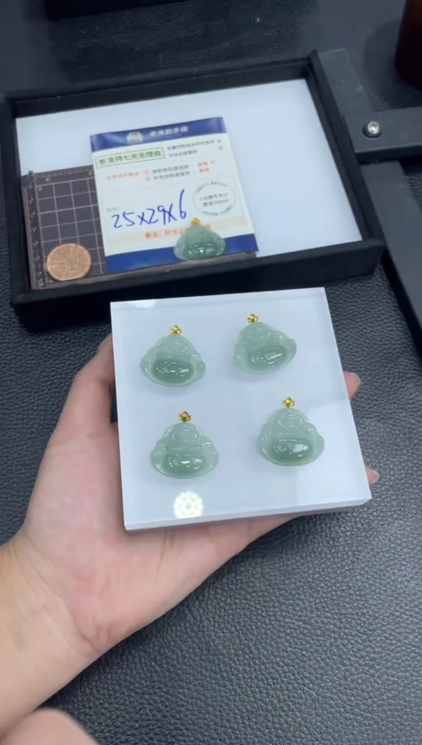 【闪购商品】翡翠挂件18K金镶嵌佛公FL14配绳/多样性发其一CP