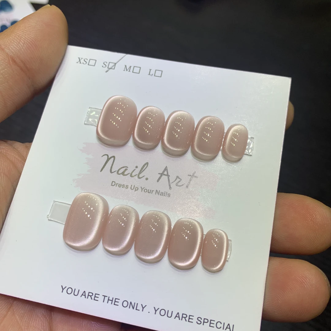 雾灯C弧猫眼手工穿戴甲夏季纯欲显白气质高级感简约温柔百搭