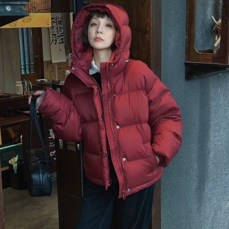 爆款 轻奢面包服羽绒服女连帽宽松韩版加厚休闲保暖外套爆款