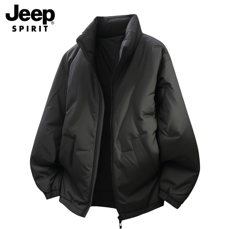 JEEPSPIRIT吉普男女秋冬季立领白鸭绒保暖宽松潮流百搭羽绒服外套