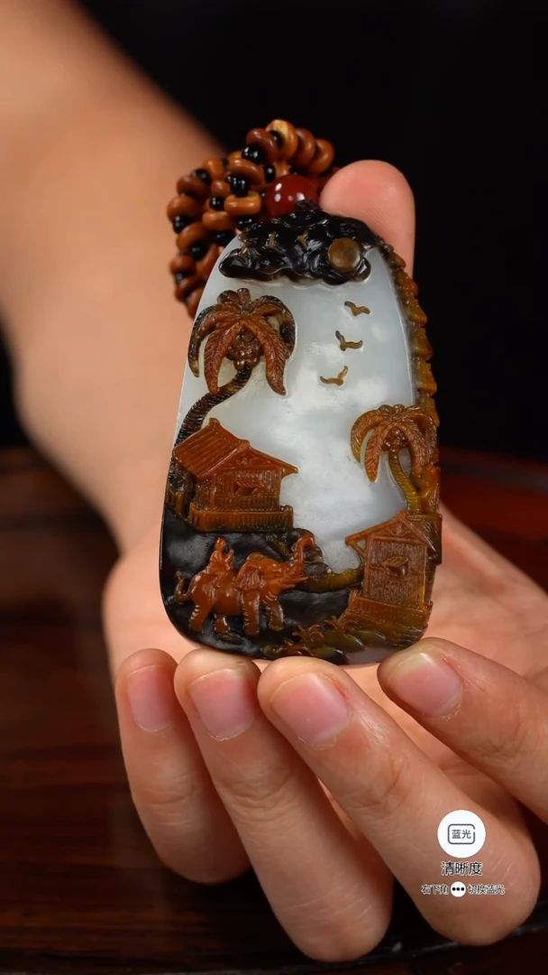 和田玉未镶嵌挂件027亭台楼阁