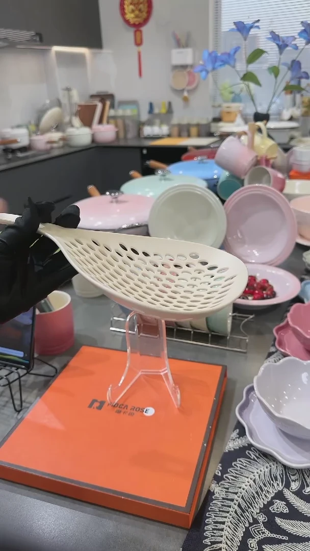 【闪购商品】瓷沥水勺34.5*13.5*4cm-霜白