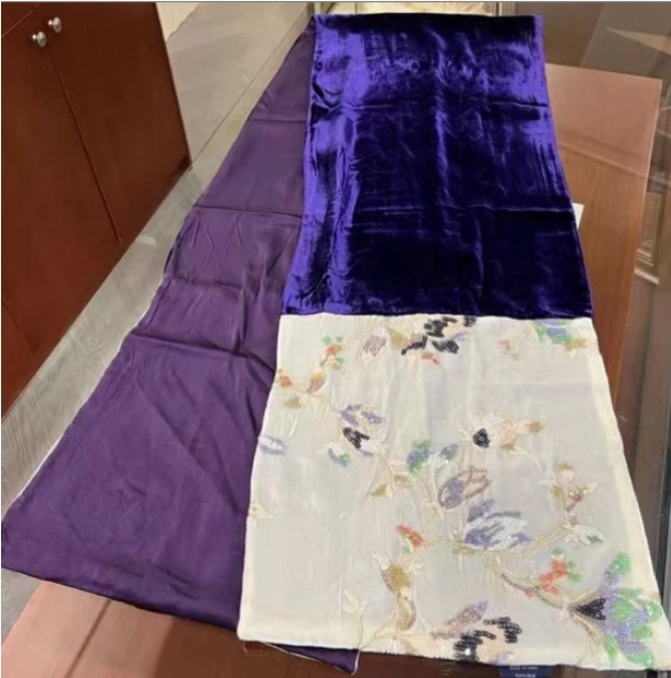 金丝绒飘带-雅居 刺绣双层飘带长巾 180*30cm