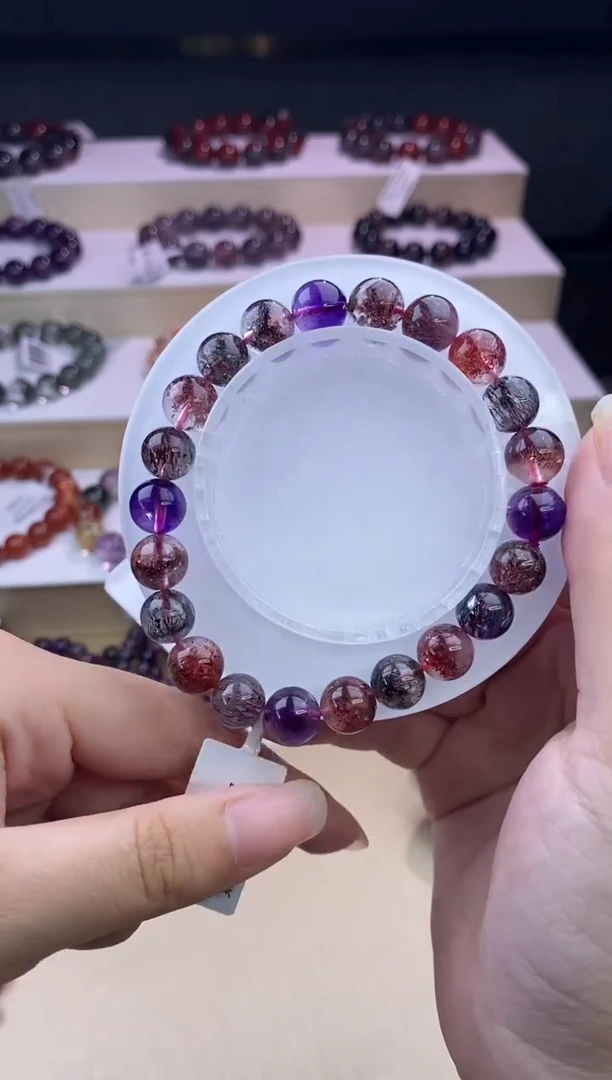 水晶手链未镶嵌黑加仑超七单圈9m+