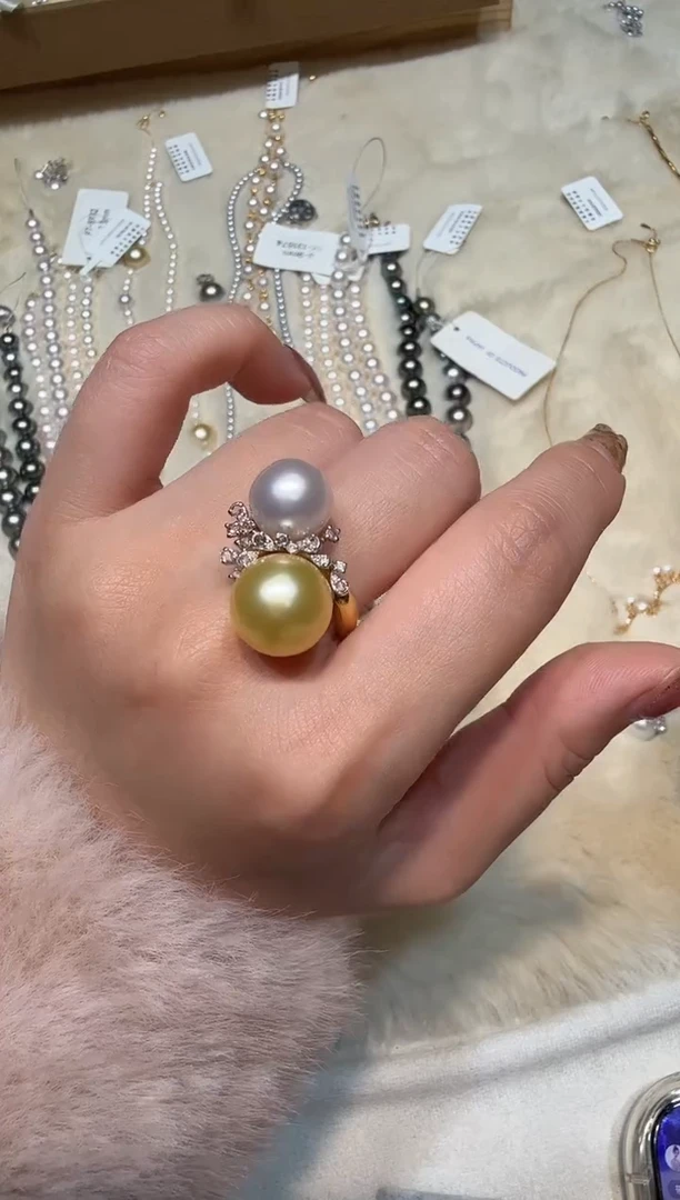18K金镶嵌戒指海水珍珠zzxm多样性发其一