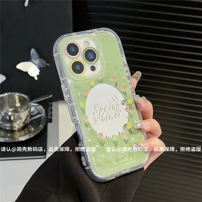 镜面奶油壳适用苹果16/iPhone/华为荣耀/OPPO/VIVO/小米手机壳潮