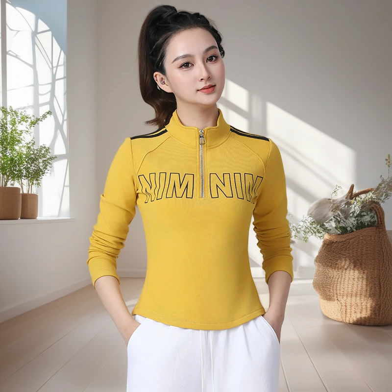2025新款广场舞鬼步舞运动健身操团体跳操服立领大码棉上衣女时尚