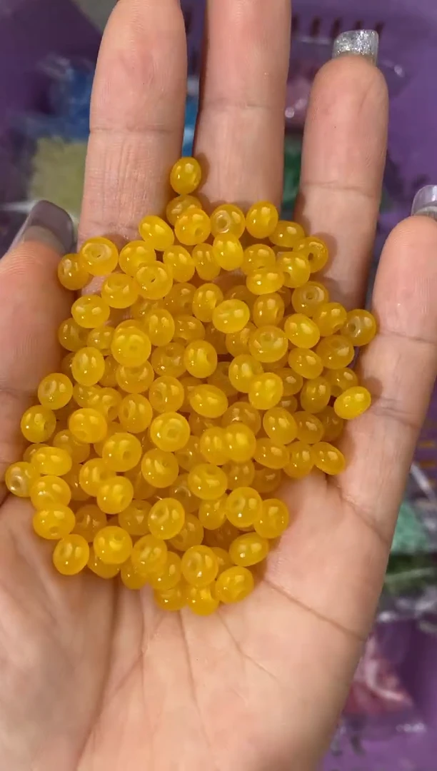 玻璃3013卡6算盘珠150颗蜜蜡黄