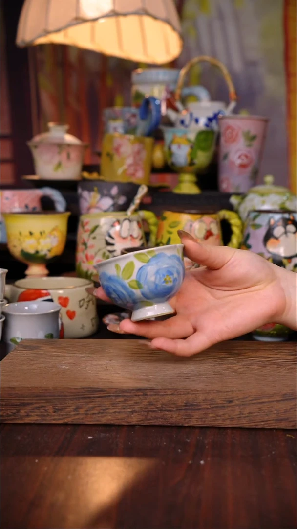 杯子陶泥垚手作 景德镇手工手绘陶瓷器物