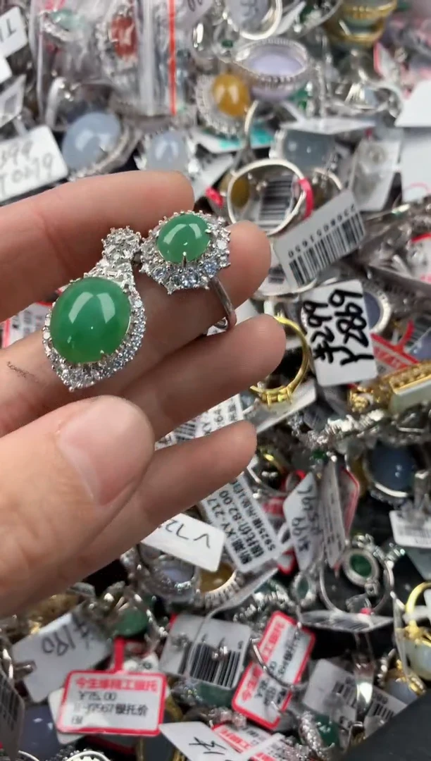 银S925镶嵌戒指翡翠8888----5