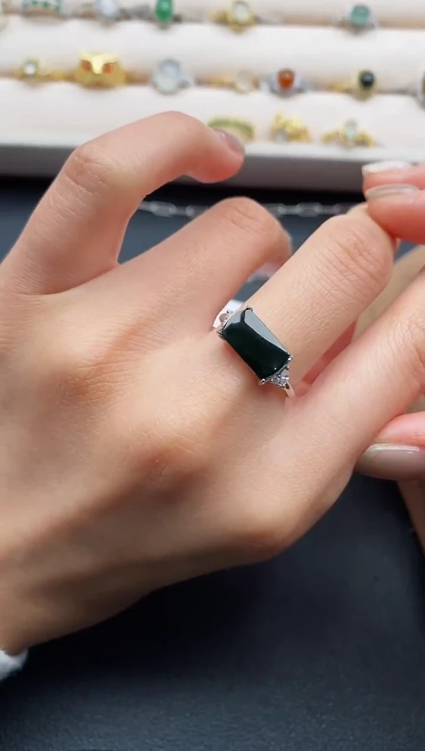 银S925镶嵌戒指翡翠7777777+3