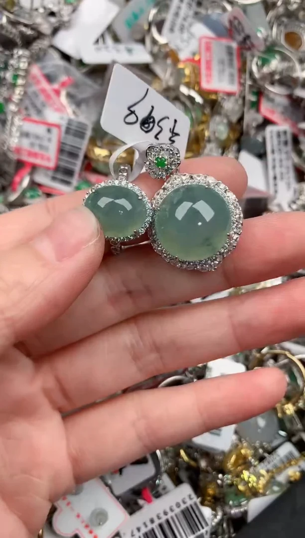 银S925镶嵌戒指翡翠999          10