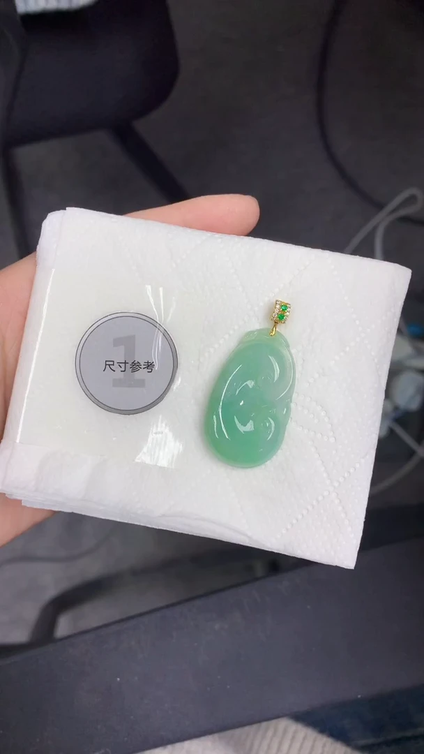 颈饰银S925镀金镶嵌翡翠天然缅甸A货百元以上9元证书费自理