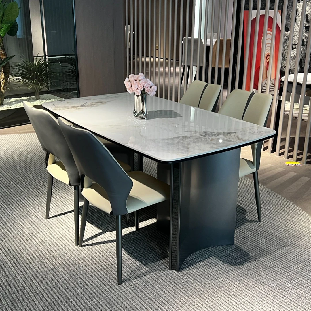 西餐桌岩板餐桌轻奢餐桌客厅西式餐桌餐厅客厅长方形饭桌子