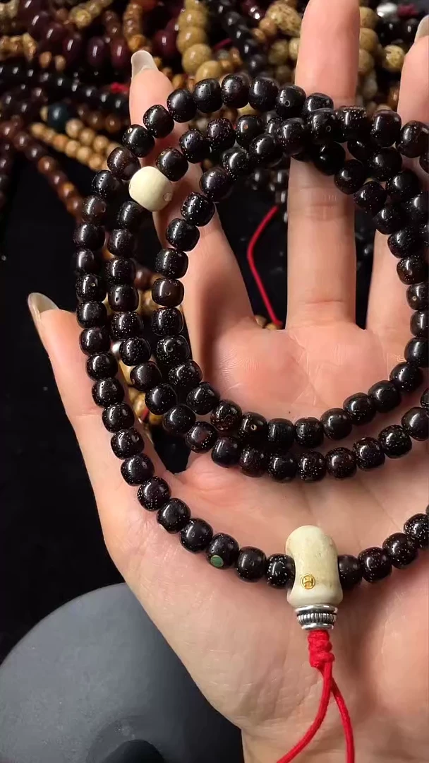 星月菩提吊坠精工级黑金lj雕刻件款8*7长串