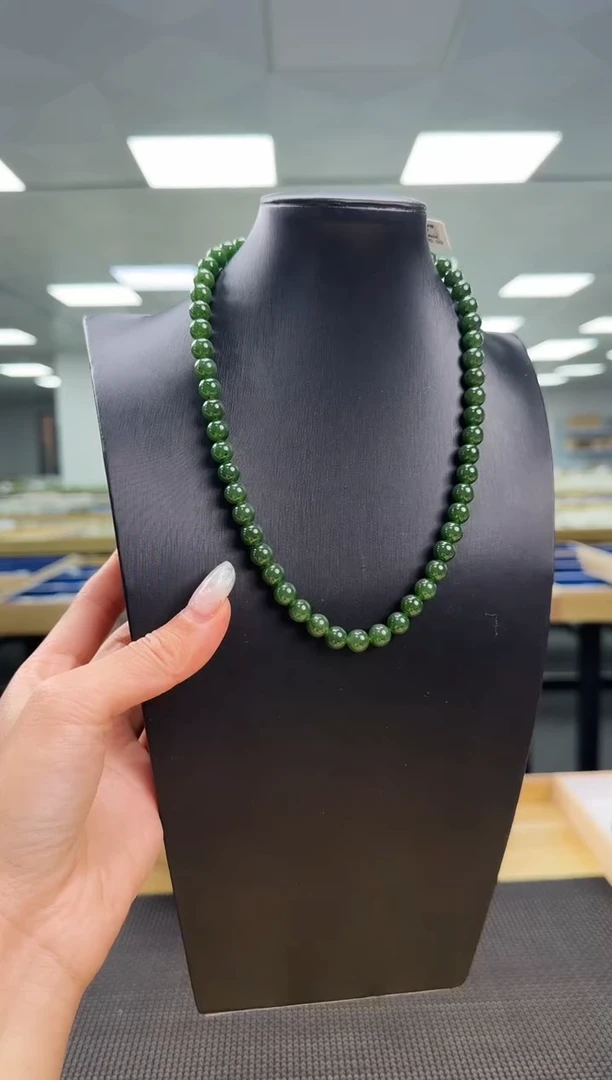 颈饰未镶嵌和田玉菠菜绿妈妈链多样性发一
