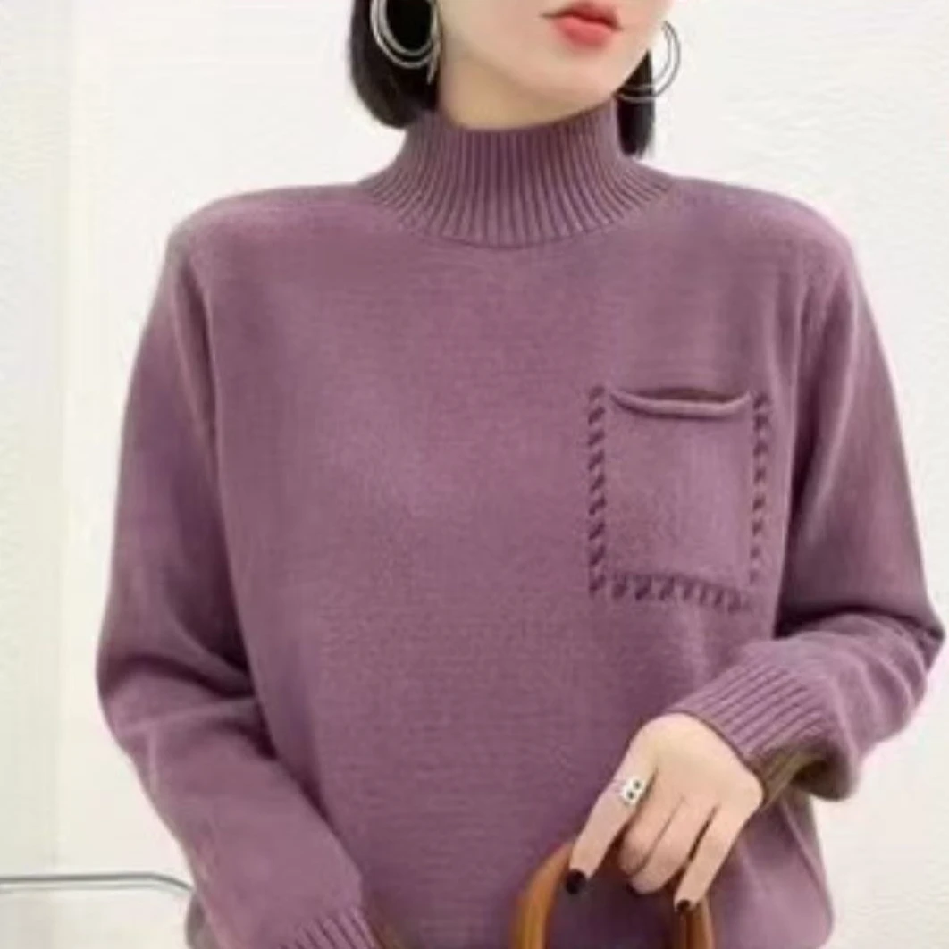 768#秋冬长袖针织衫半高领套头79