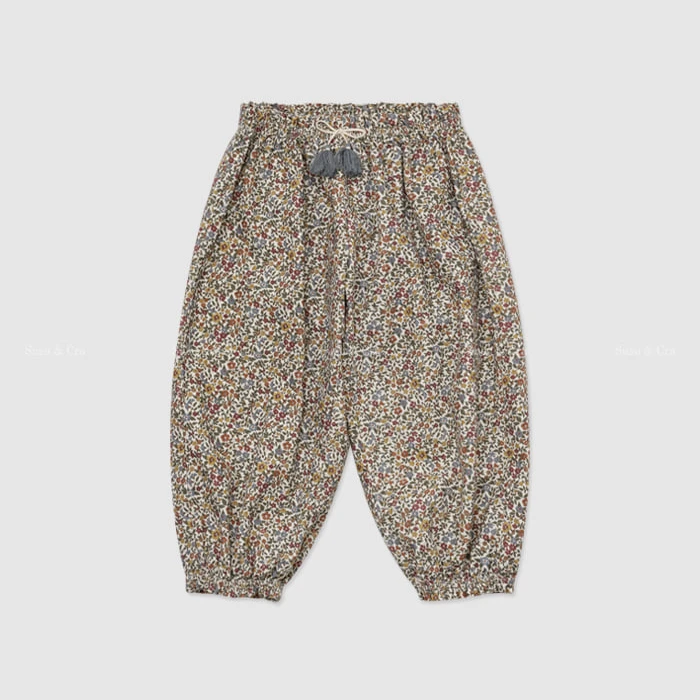 出口韩单 susu春秋新款女童满印碎花裤子 洋气花苞裤