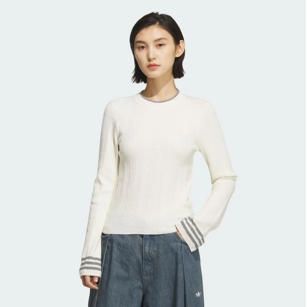 Adidas三叶草2025女子CREW SWEATER毛线套头衫KS5965