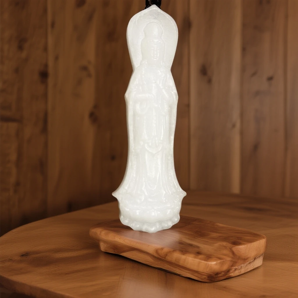 【抖音质检先鉴后发一物一证书】保正品保天然和田玉白玉南海观音坠