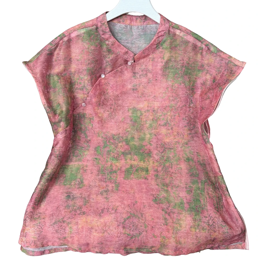 【墨染 】夏季2025新款上衣小衫新中式女装国风提花气质短袖衬衫