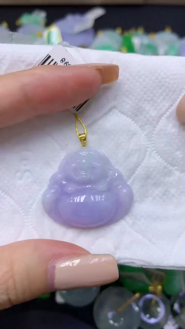 颈饰18K金镶嵌翡翠天然缅甸翡翠A货