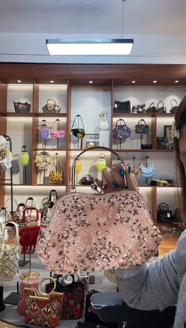 织物15号手工珠珠包包腋下斜跨包手拿包手提晚宴包