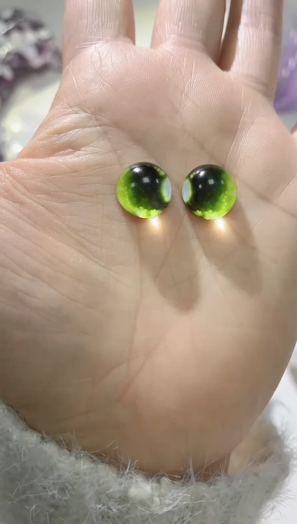 玻璃0605卡12眼睛珠1对分左右绿色