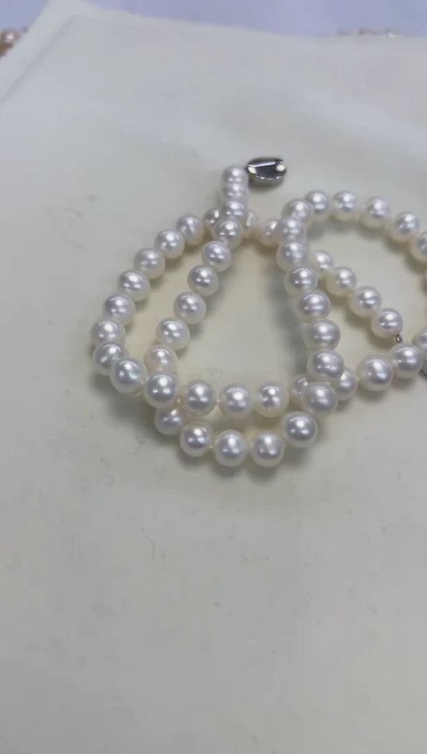 颈饰银S925镶嵌淡水珍珠7.5-8MM无核