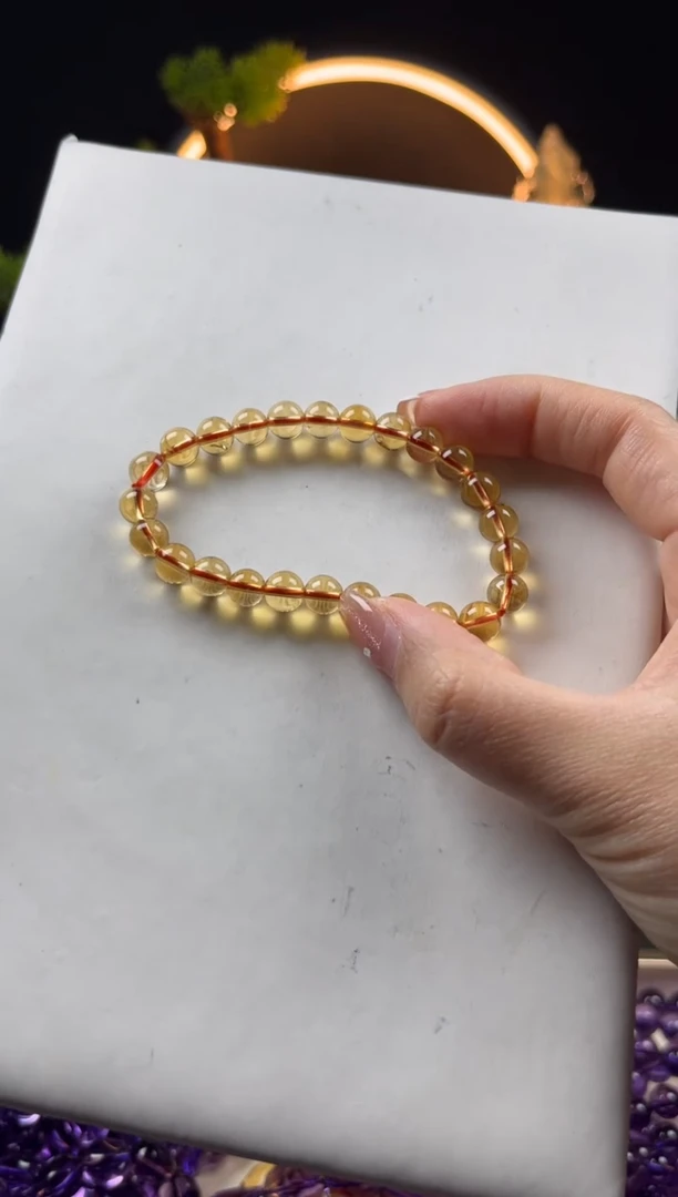 【闪购商品】黄晶手链未镶嵌天然巴西黄水晶圆珠手串7mm