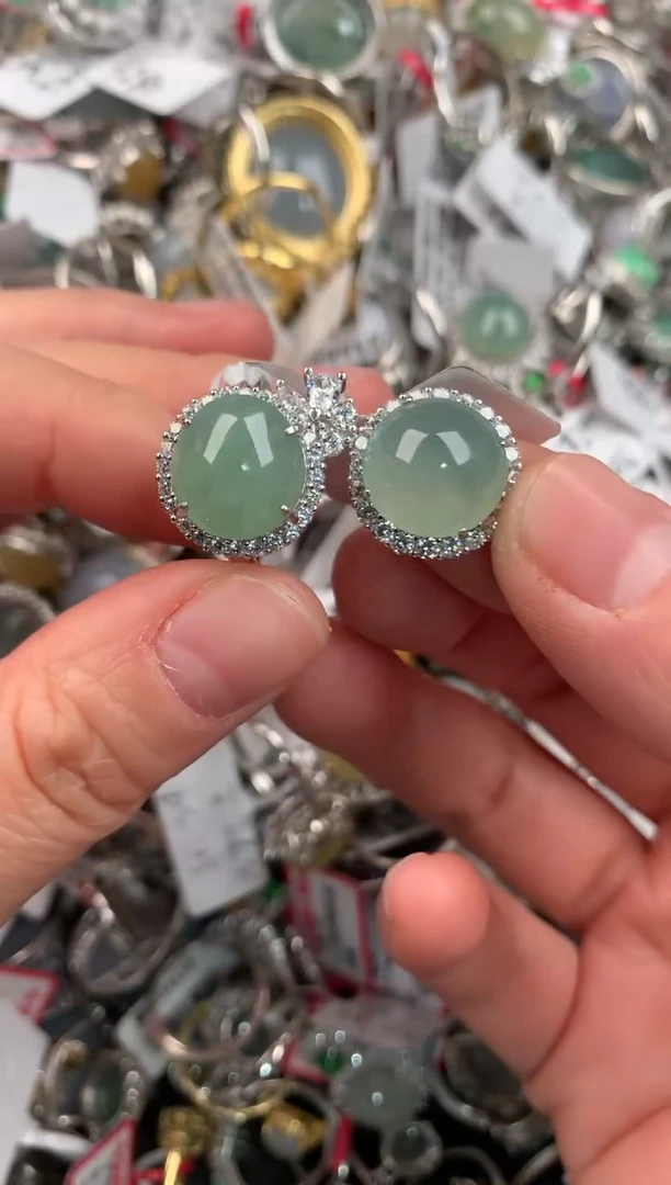 银S925镶嵌戒指翡翠111             7