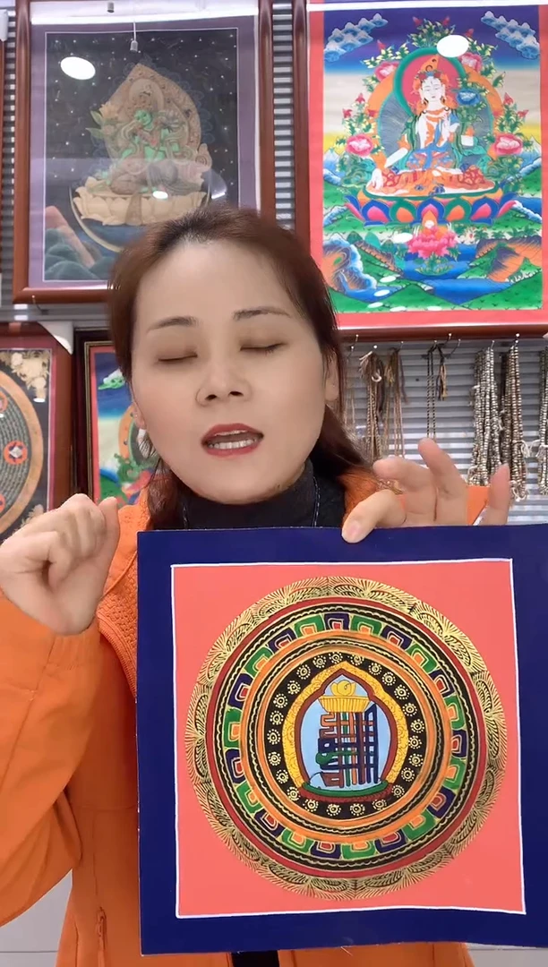卷轴画十相  自在   纯手绘唐卡  （不退不换）