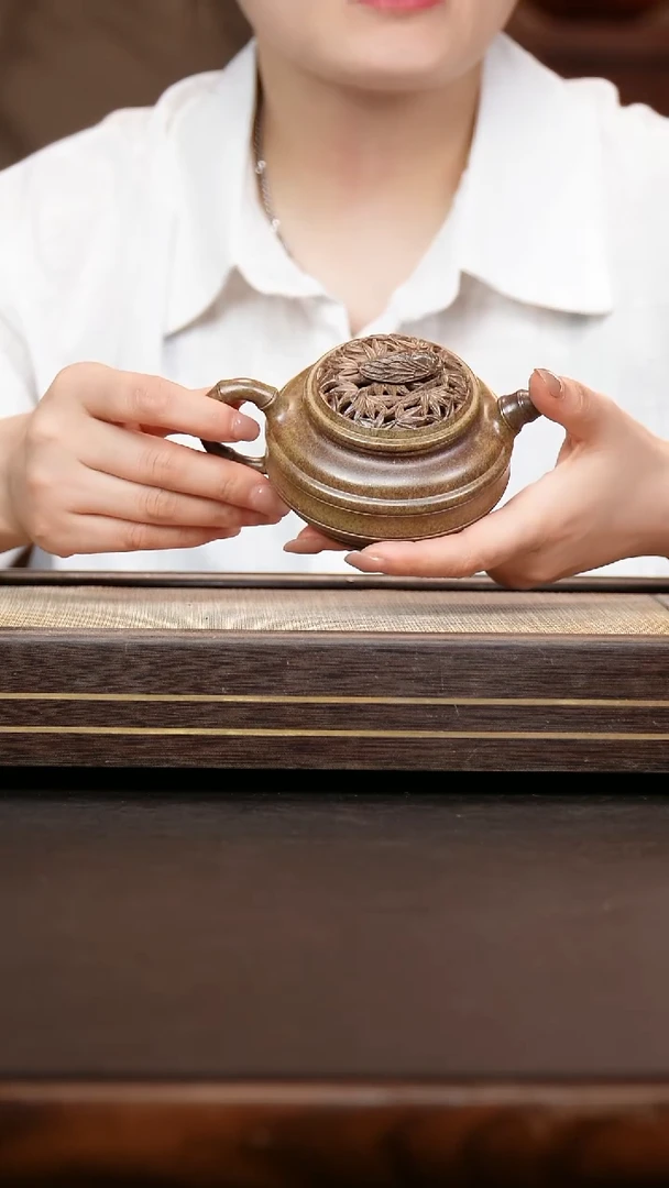 茶壶紫砂柴烧  双线竹鼓