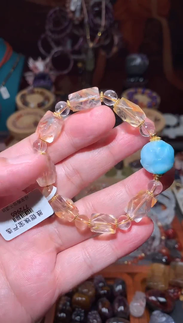 水晶珠宝半成品未镶嵌八棱铜矿锦鲤+海纹