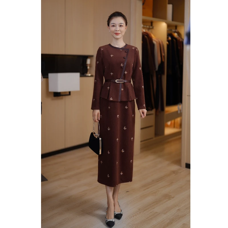 [蝶宿云栖]秋冬新款气质显瘦时尚连衣裙高贵优雅