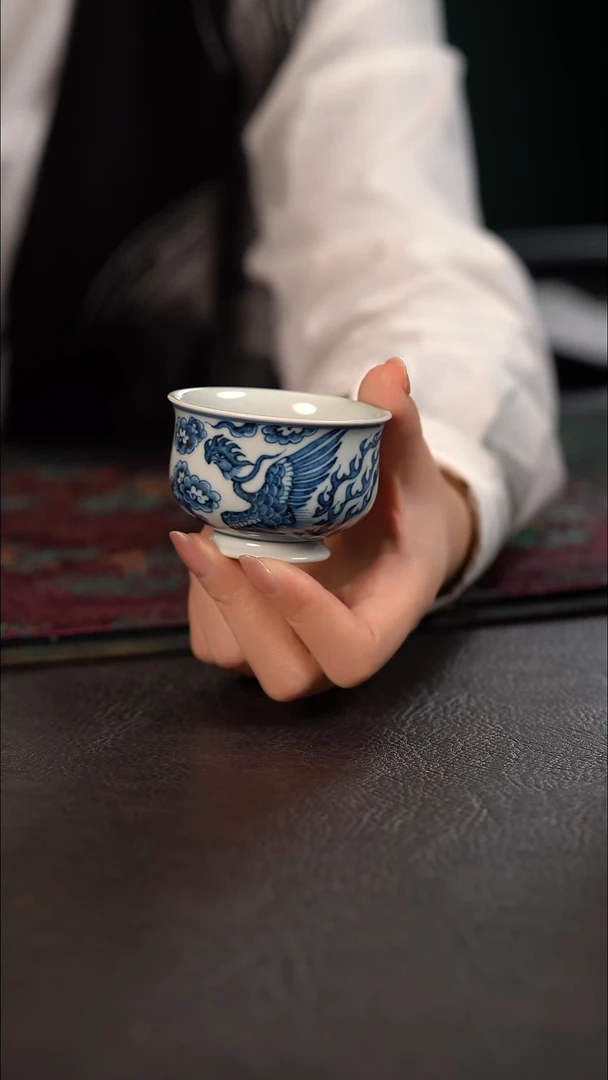 雲山敬古双凤小炉式杯