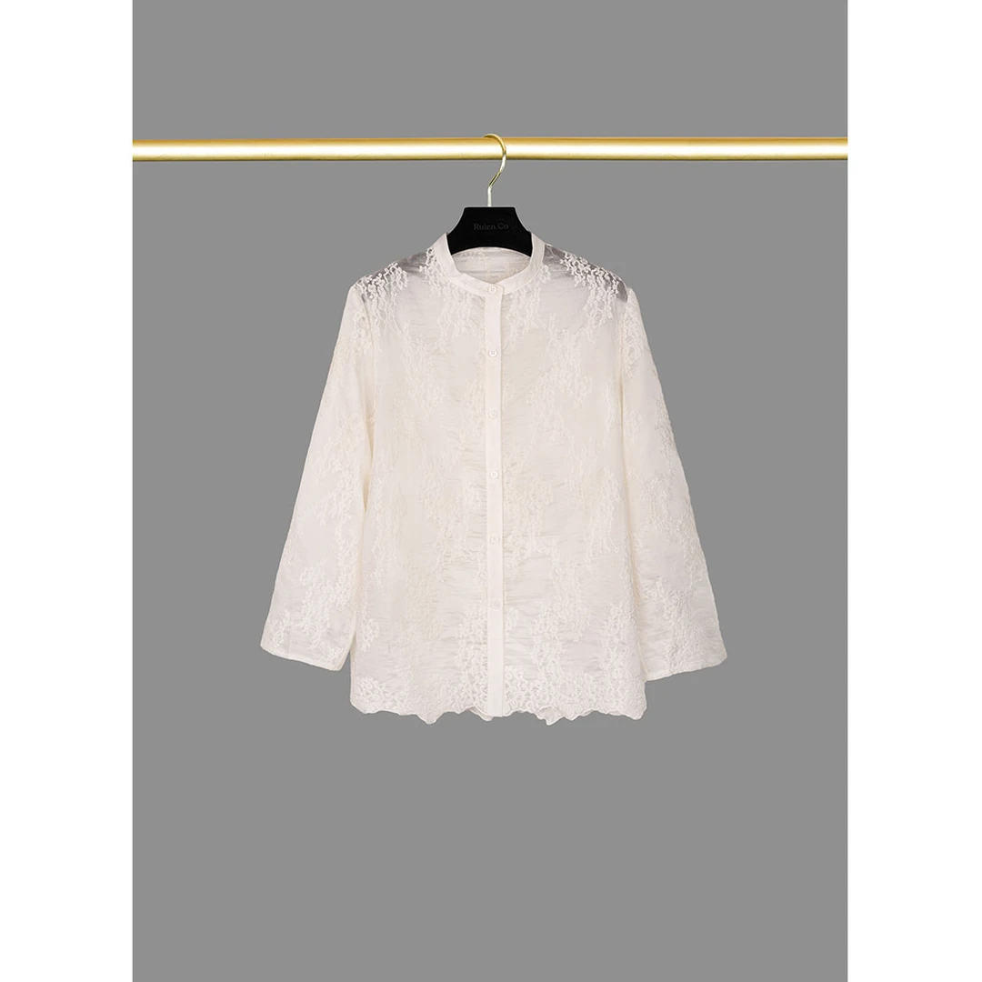 RuienCo. 梦里花 100支日本进口天丝60万针刺绣夏新中式衬衫