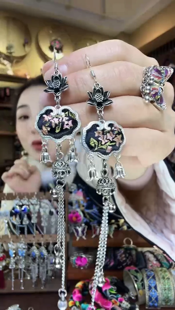 刺绣非遗刺绣民族风耳环