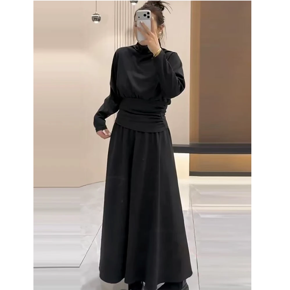 韩系纯欲设计感收腰上衣半身裙新款显瘦宽松女装套装6030
