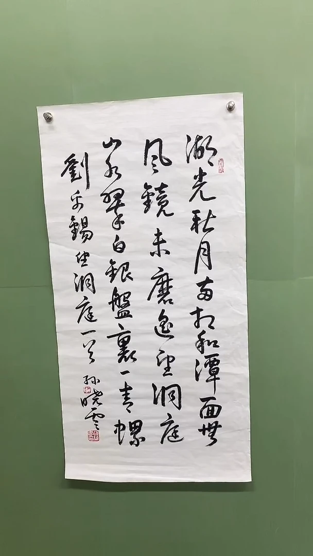 竖款精品三尺书法，湖光