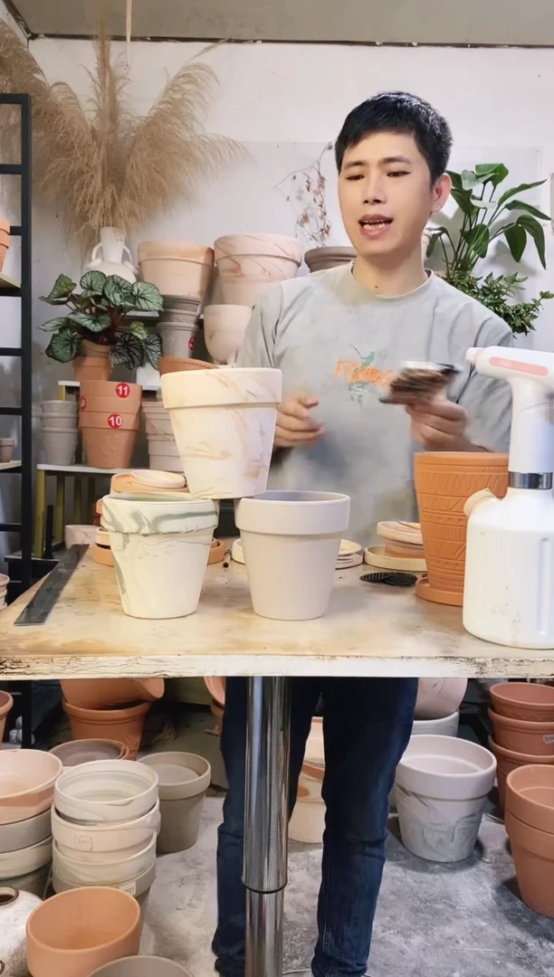 13*13陶盆三色组合 3盆无托