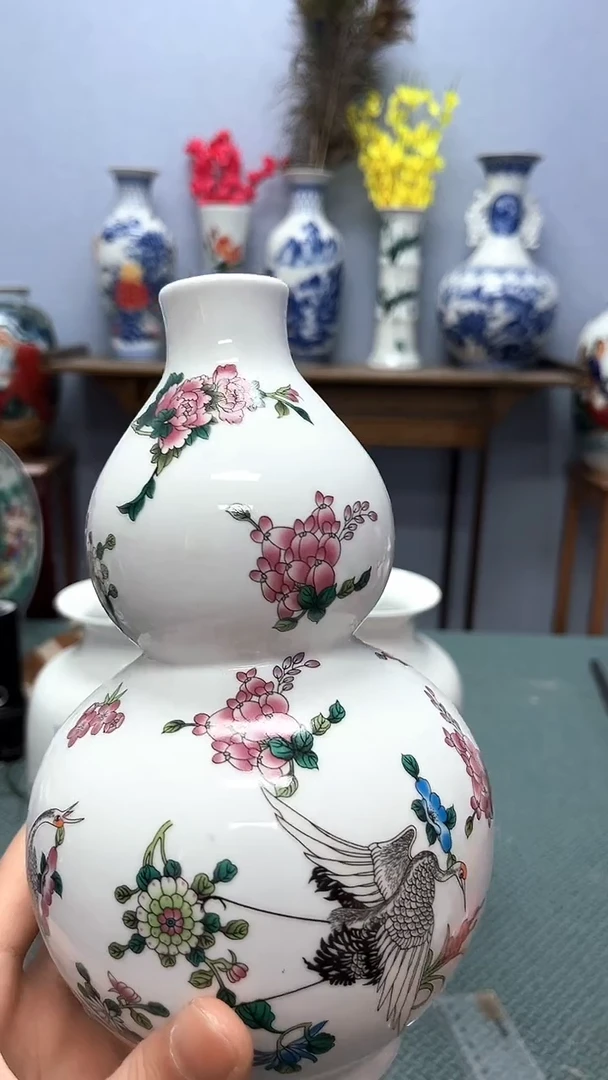 【闪购商品】瓷片景德镇葫芦粉彩陶瓷摆件