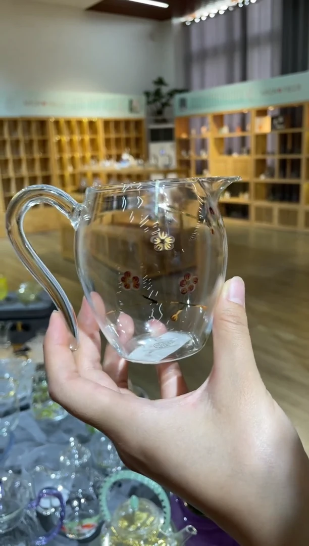 玻璃手工艺品手绘雕刻梅花公杯