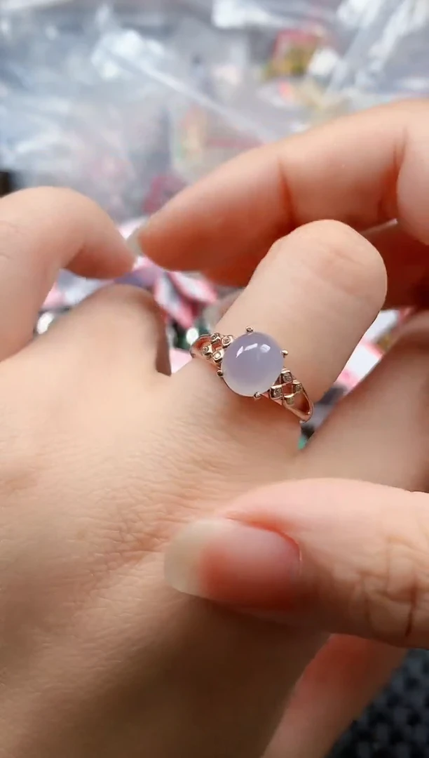 银S925镶嵌戒指翡翠天然A货缅甸翡翠