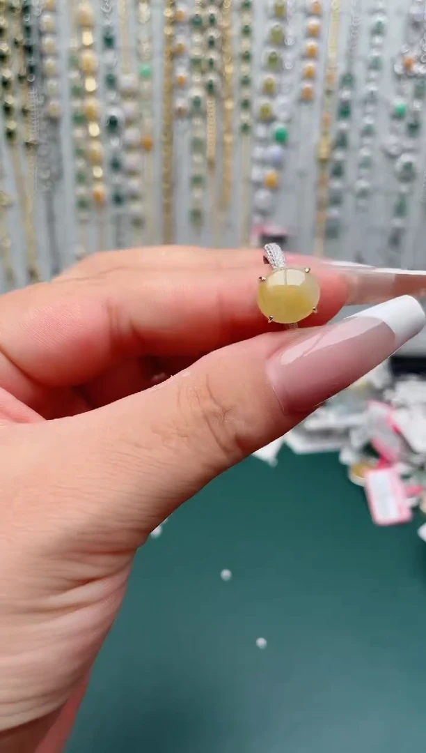翡翠银S925镶嵌吊坠(不含链).