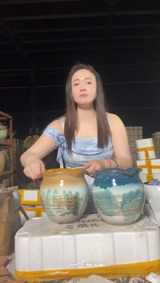 宜兴紫砂粗陶花盆19*19
